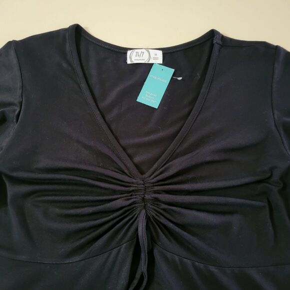 Maurice's Black V-neck A-line Flutter Sleeve Dress - Picture 9 of 15